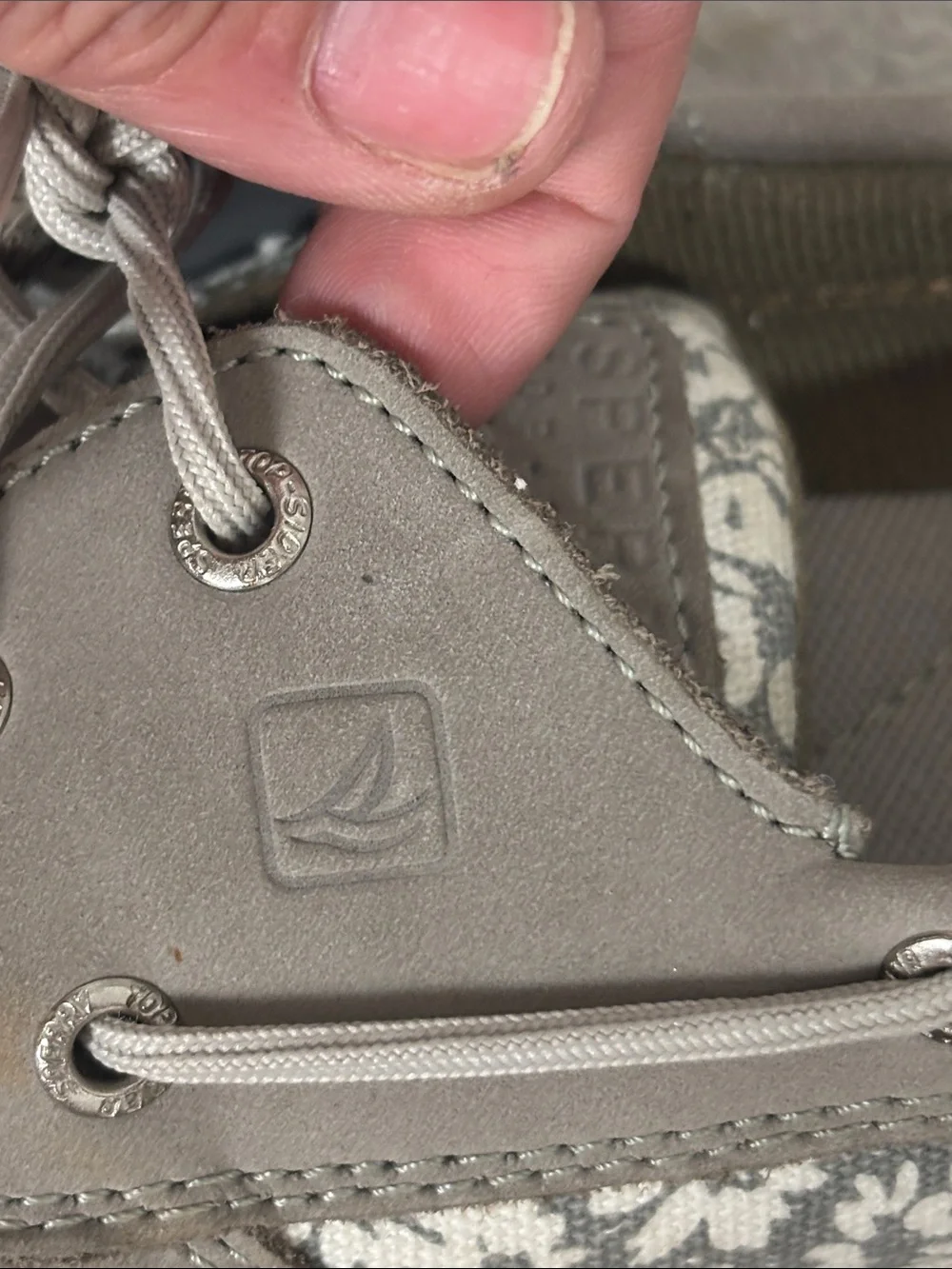 Sperry Top-Sider Women’s 8.5M Gray Leather Floral Boat Shoes Comfort Loafers